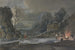 Landschap Winter bij Maanlicht, rechts de boeren die een groot vuur onderhouden - Bernhard Hendrik Thier — weergave van het kunstwerk