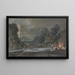 Landschap Winter bij Maanlicht, rechts de boeren die een groot vuur onderhouden - Bernhard Hendrik Thier — ingelijst kunstwerk aan de muur