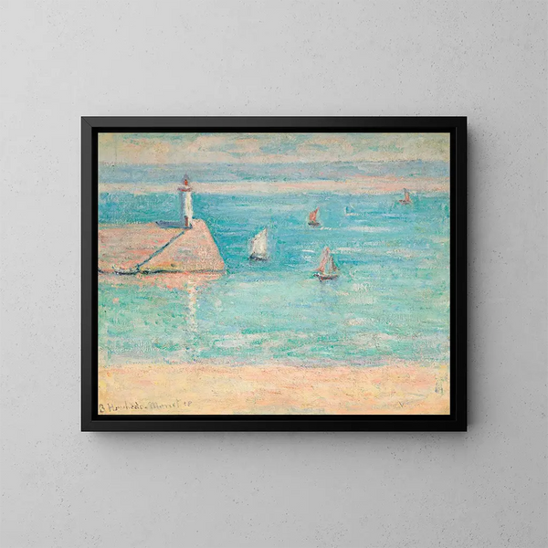 Bateaux au port de Dilette, Normandie - Blanche Hoschedé-Monet — framed artwork on a wall