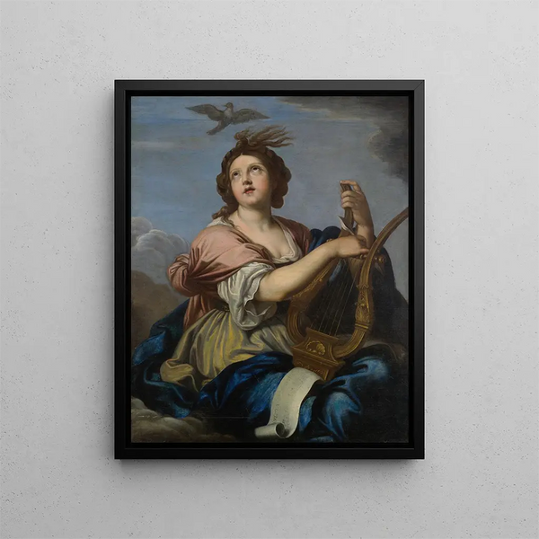 Muse playing the lyre - Bolonian School — framed artwork on a wall