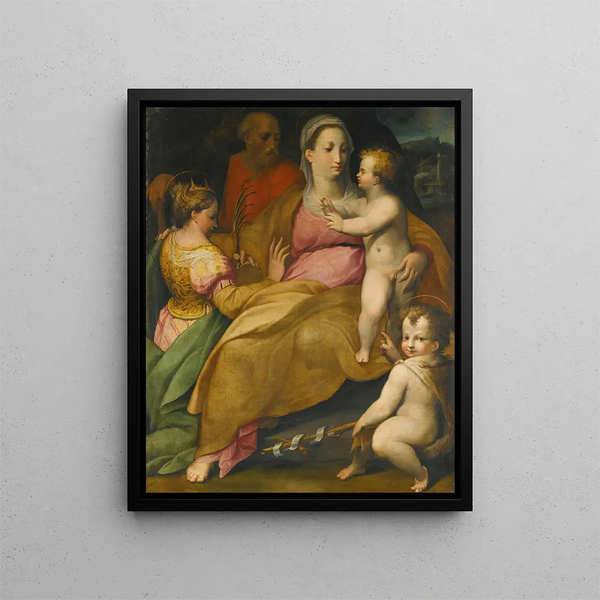 The mystical marriage of Saint Catherine - Bolonian School — framed artwork on a wall