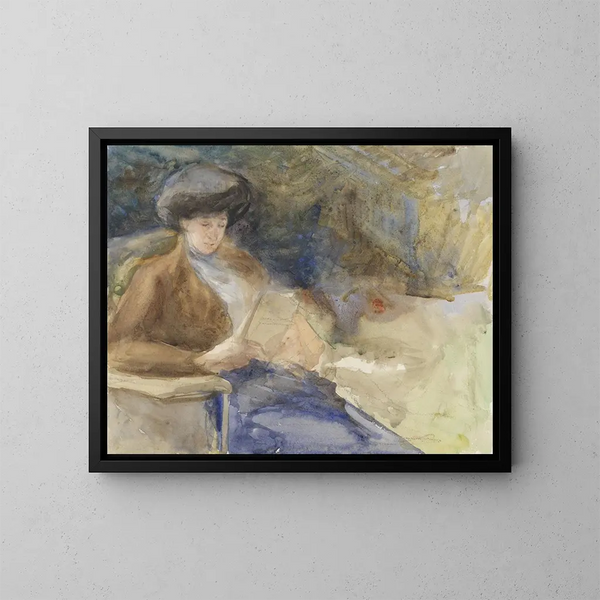 Femme assise lisant - Bramine Hubrecht — framed artwork on a wall