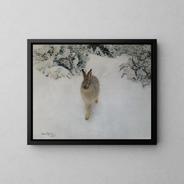 Hare in Winter - Bruno Liljefors — framed artwork on a wall
