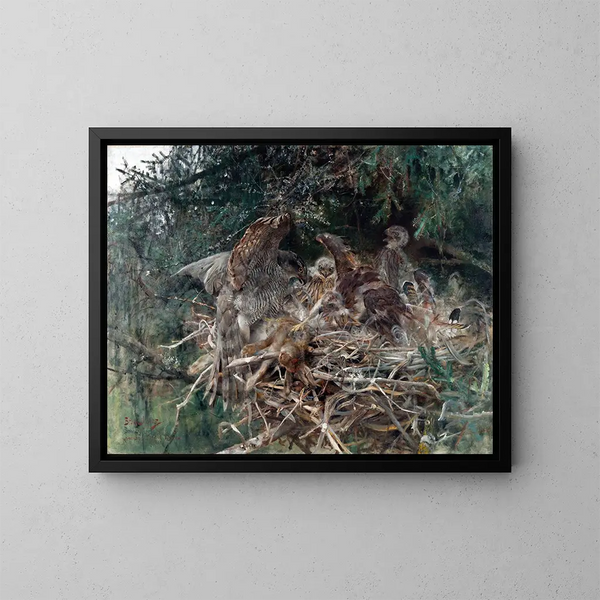 Falcon's Nest Painting - Bruno Liljefors — framed artwork on a wall