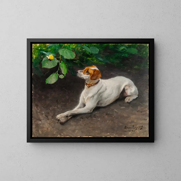 Portrait of a dog - Bruno Liljefors — framed artwork on a wall