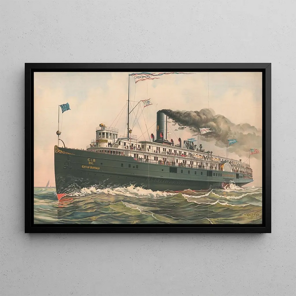 Calvert Litho Co - The City of Buffalo steam side wheeler.webp