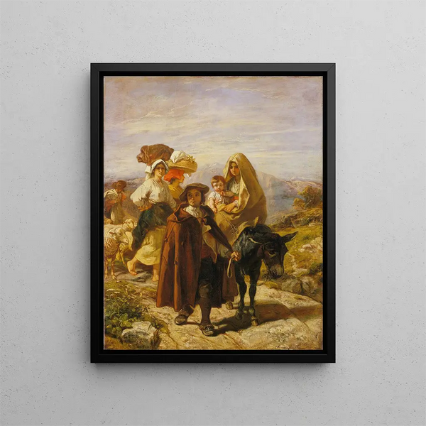 Peasants of the barn - Camille Joseph Étienne Roqueplan — framed artwork on a wall