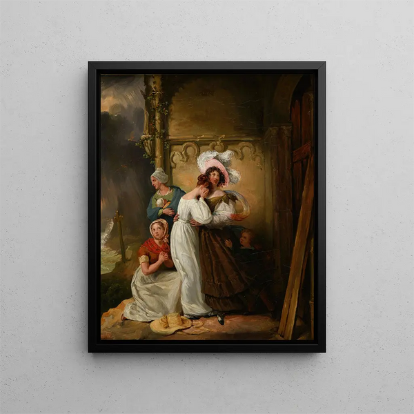 Storm Scene - Camille Joseph Étienne Roqueplan — framed artwork on a wall