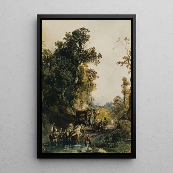 The wooden cart - Camille Joseph Étienne Roqueplan — framed artwork on a wall