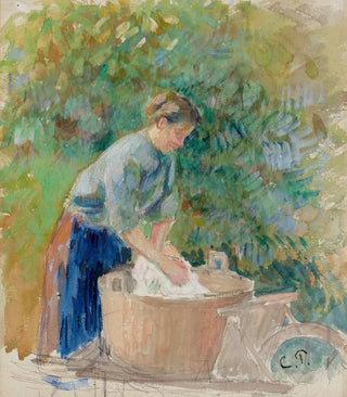 Camille Pissarro - Femme lavant du linge dans un baquet.webp