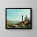 van een slot, een pilaar en een kerk aan de rand van een lagune - Canaletto — ingelijst kunstwerk aan de muur