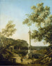 Landschap Engels Capriccio met een zuil - Canaletto — weergave van het kunstwerk