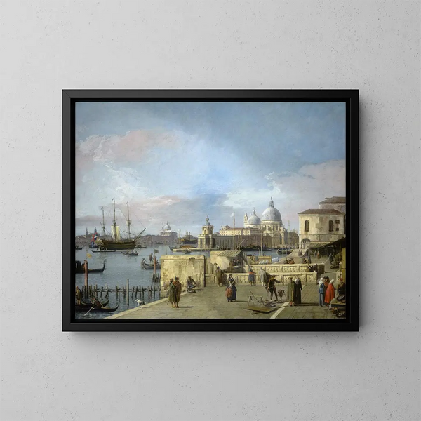 Entree van het grote kanaal vanaf de Molo, Venetië - Canaletto — ingelijst kunstwerk aan de muur