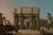 van het uitzicht op de Constantijnboog met het Colosseum - Canaletto — weergave van het kunstwerk