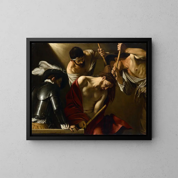 The Crowning with Thorns - Caravaggio — framed artwork on a wall