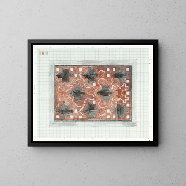 Decorative design in red and black - Carel Adolph Lion Cachet — framed artwork on a wall