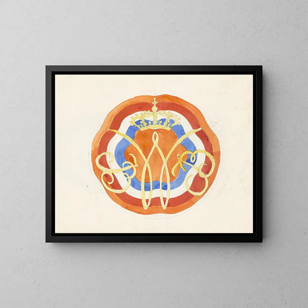 a Conception of a dish with a crowned W - Carel Adolph Lion Cachet — framed artwork on a wall