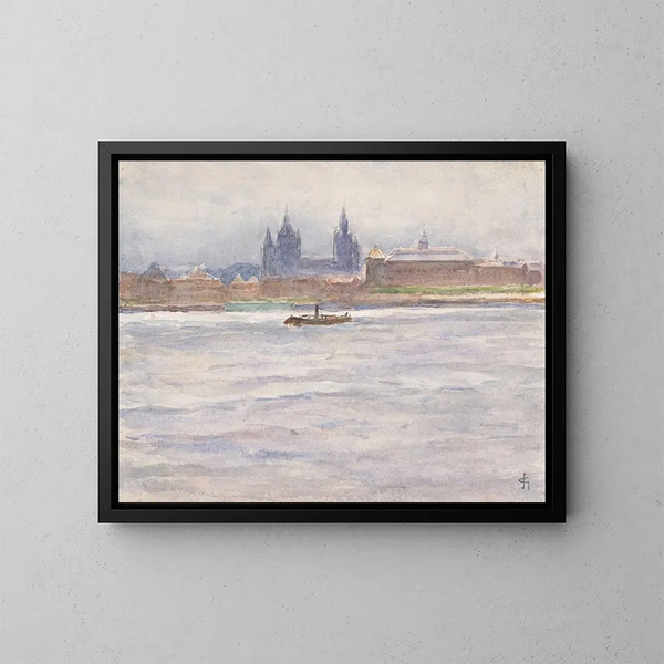 View of Mainz from the river - Carel Nicolaas Storm van 's Gravesande — framed artwork on a wall