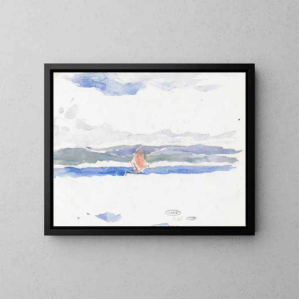 Sea view with a boat - Carel Nicolaas Storm van 's Gravesande — framed artwork on a wall