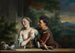 Een man die probeert een vrouw te kussen - Carel de Moor — weergave van het kunstwerk