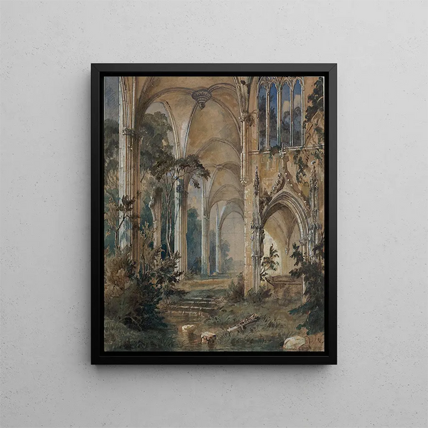 Ruin of a Gothic church - Carl Blechen — framed artwork on a wall