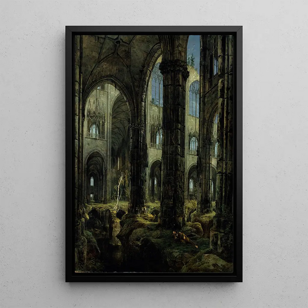 Reproduction of the painting of Gothic church ruins - Carl Blechen