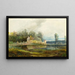 Vijver met bos en huizen - Carl Blechen — ingelijst kunstwerk aan de muur