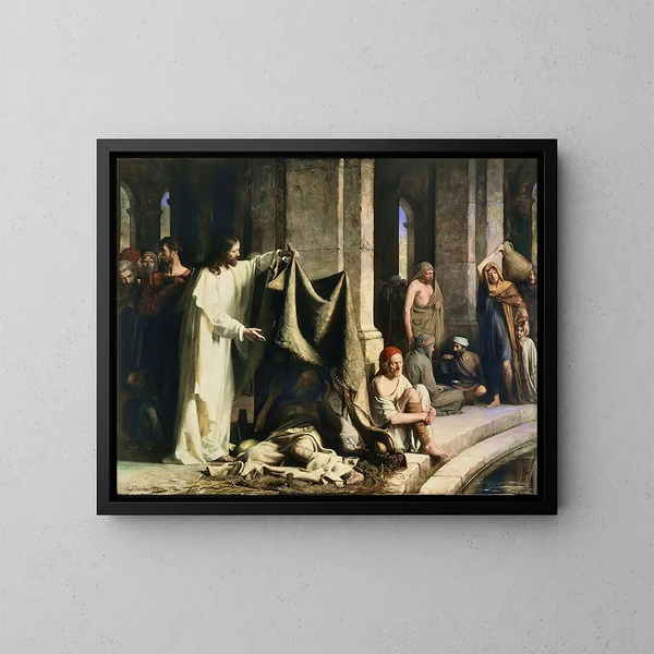 The Christ Healing at the Pool of Bethesda - Carl Bloch — framed artwork on a wall