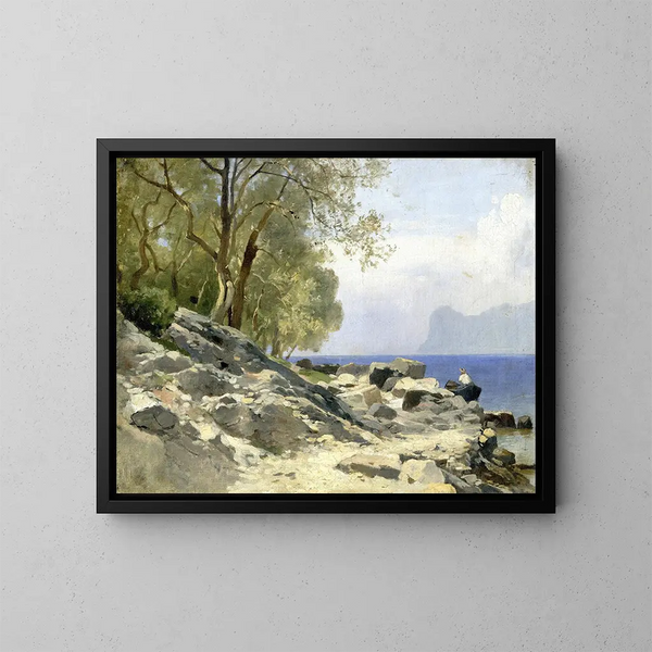 Lake Garda Shore - Carl Bolze — framed artwork on a wall