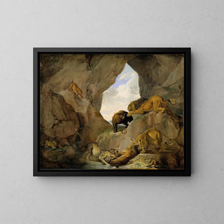 Carl Borromus Andreas Ruthart - Wild Animals in a Mountain Gorge.webp