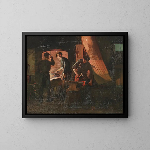 in a forge - Carl Carlsen — framed artwork on a wall