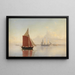 van een schip en twee grote zeilboten voor de kust - Carl Emil Baagøe — ingelijst kunstwerk aan de muur