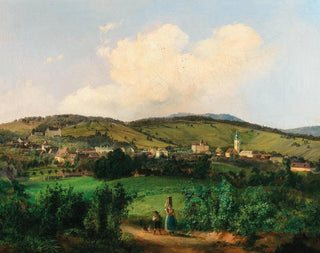 Carl Franz Michael Geyling - Vienna a View of the Church and Barracks in Mauer seen from Lange Gasse.webp