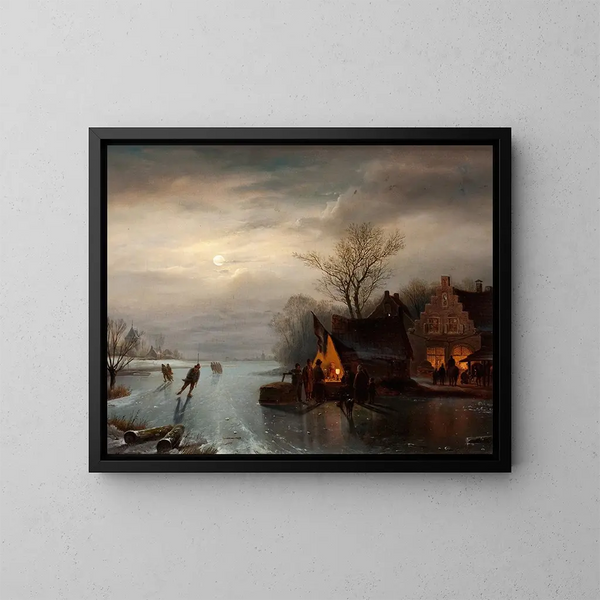 Scene of skating in Amsterdam - Carl Frederik Sørensen — framed artwork on a wall