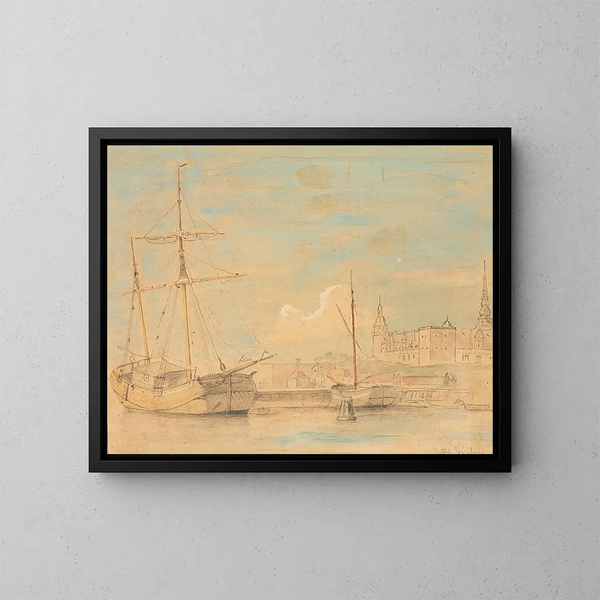 Seaside near Kronborg - Carl Frederik Sørensen — framed artwork on a wall
