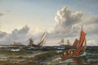 Carl Frederik Srensen - Sejlskibe og fiskerbd i Sundet ud for Kronborg.webp