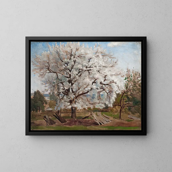 Pommier en fleurs - Carl Fredrik Hill — framed artwork on a wall