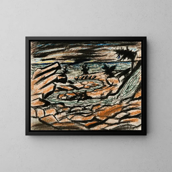 Coastal Landscape Painting - Carl Fredrik Hill — framed artwork on a wall