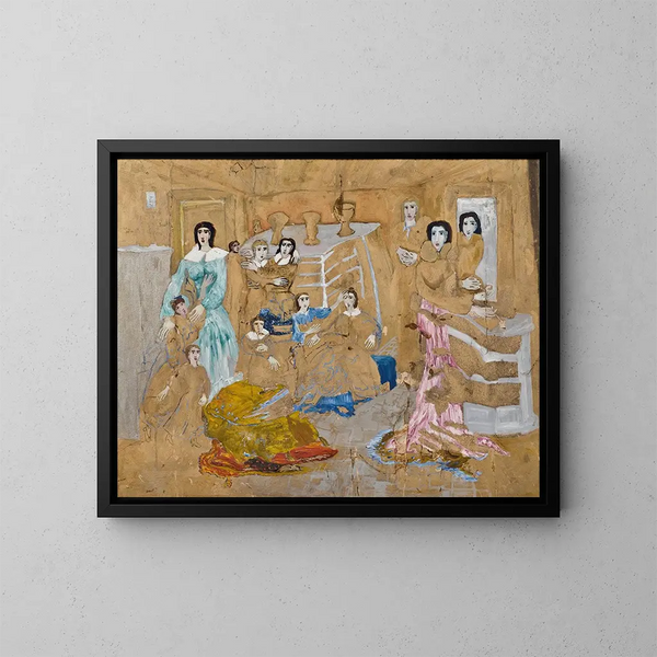 Figures sur un fond doré - Carl Fredrik Hill — framed artwork on a wall