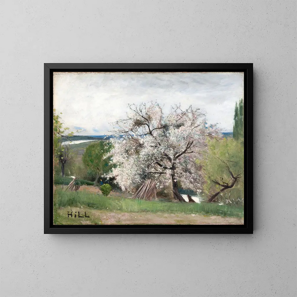 Fruit-bearing tree in bloom - Carl Fredrik Hill — framed artwork on a wall