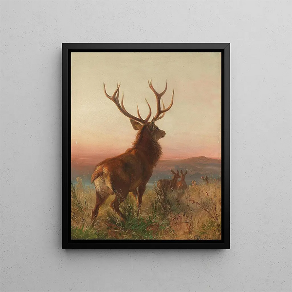 Capitales Hirsch with Tieren - Carl Friedrich Deiker — framed artwork on a wall