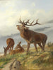 Roaring stag with does - Carl Friedrich Deiker — artwork view