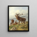 Roaring stag with does - Carl Friedrich Deiker — framed artwork on a wall