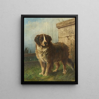 Carl Friedrich Deiker - St Bernard in an Alpine Landscape.webp