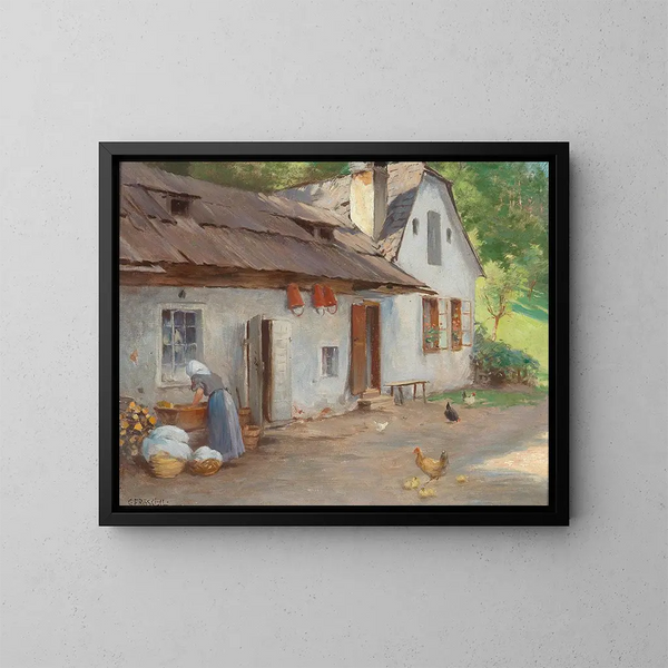 Laundry Day - Carl Fröschl — framed artwork on a wall