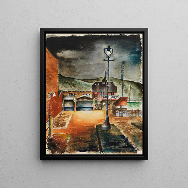 Houses at Night - Carl Grossberg — framed artwork on a wall