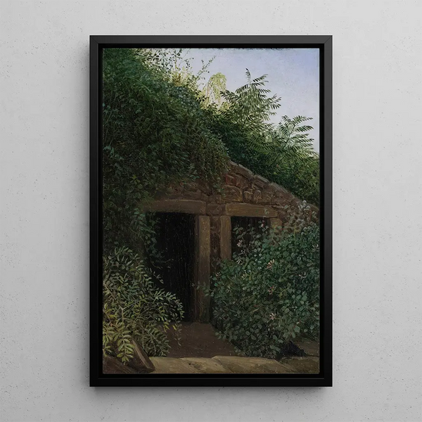 Reproduction of the painting of a mine shaft overgrown with vegetation - Carl Gustav Carus