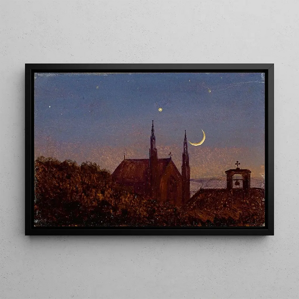 Carl Gustav Carus - Gotische Kirche ber Baumwipfeln bei Mondenschein.webp