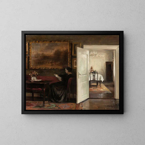Reading a Quiet Afternoon - Carl Holse — framed artwork on a wall