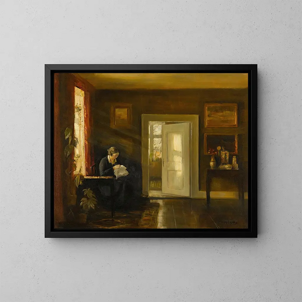 Fashion Painting near the window - Carl Holse — framed artwork on a wall
